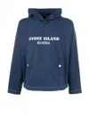 Stone Island Blue Sweatshirt With Hood And Logo Writing In Royal Blue