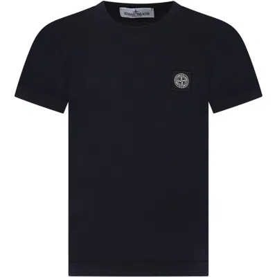 Stone Island Kids' Black T-shirt For Boy With Logo