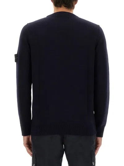 Stone Island Blue Wool Sweatshirts In Black