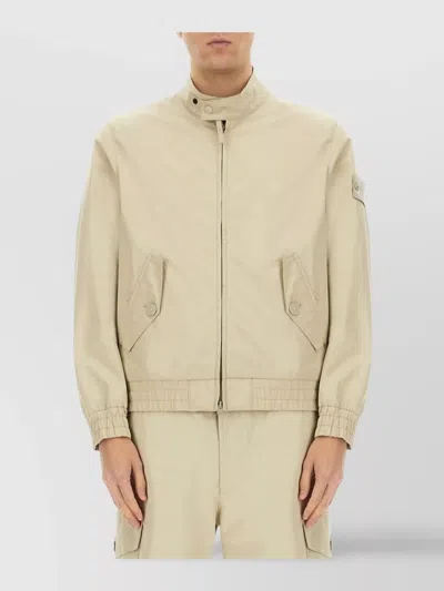Stone Island Bomber Collared Elasticated Cuffs In Beige