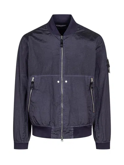 Stone Island Bomber Jacket In Blue