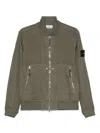 Stone Island Military Green Bomber Jacket With Iridescent Finish In Green