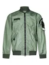 Stone Island Green Bomber Jacket In Lightweight Technical Fabric Men In Green