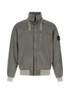 Stone Island Grey Solid Logo Jacket In Green