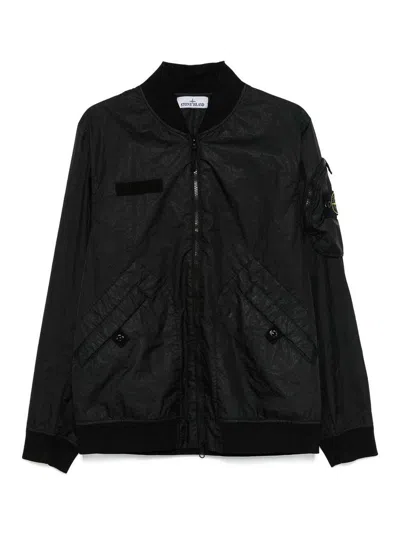 Stone Island Bomber Jacket In Matt Black 3l Tc Membrane