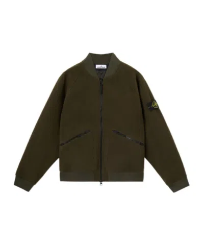 Stone Island Logo-patch Bomber Jacket In Green