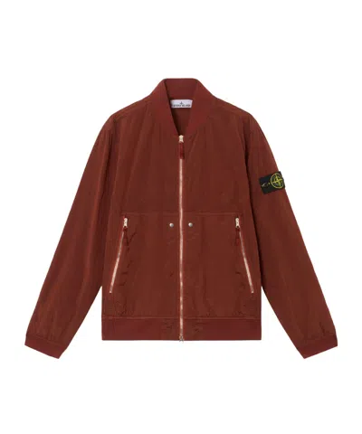 Stone Island Bomber Jacket With Light Water And Wind Resistance In Brown
