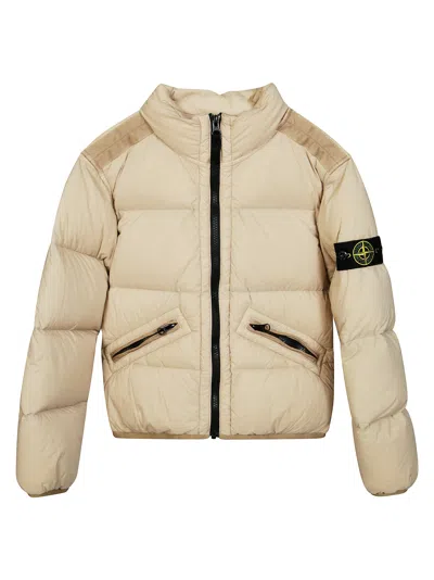 Stone Island Bomber Jacket With Logo Badge In Neutral