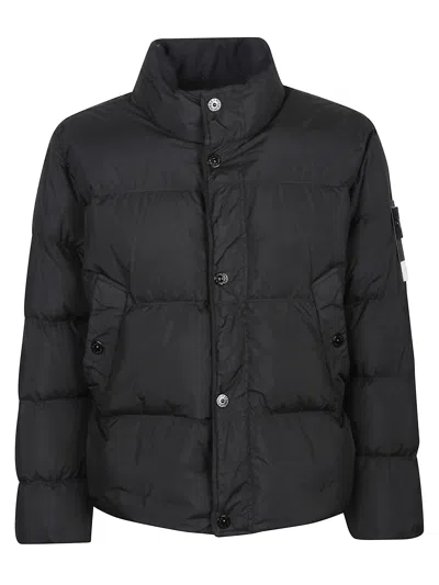 Stone Island Bomber Jacket With Logo In Black