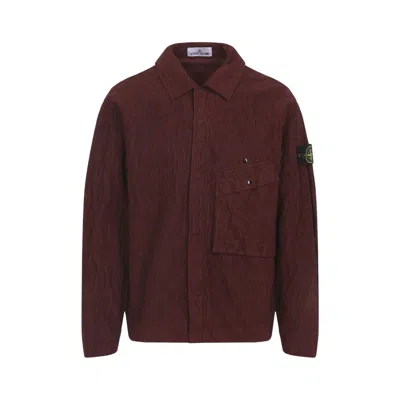 Stone Island Bordeaux Cotton And Nylon Corduroy Shirt In Brown