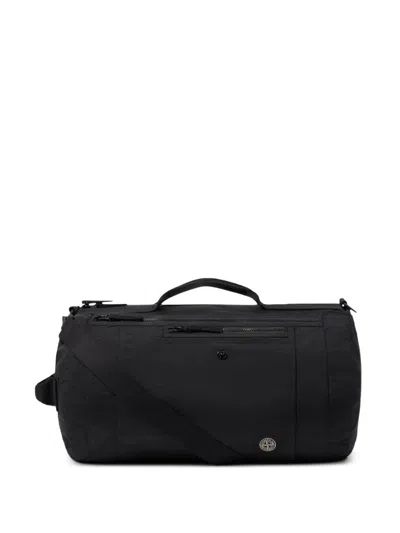 Stone Island Bag In Laminated Cotton Poplin In Black