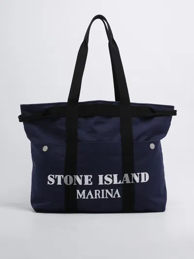 Stone Island Marina Collection Shopper Bag In Denim Scuro