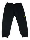 Stone Island Cotton Fleece Jogging Trousers With Elasticated Waist And Logo On The Leg Pocket In Black