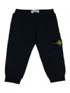 Stone Island Cotton Fleece Jogging Trousers With Elasticated Waist And Logo On The Leg Pocket In Blu