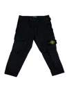 Stone Island Stretch Cotton Cargo Trousers With Pockets And Logo On The Leg Pocket In Blue