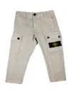Stone Island Cargo Trousers With Leg Pockets In Stretch Cotton With Badge On The Left Pocket In Grey