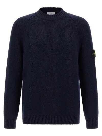 Stone Island Bouclé Sweater In Blue