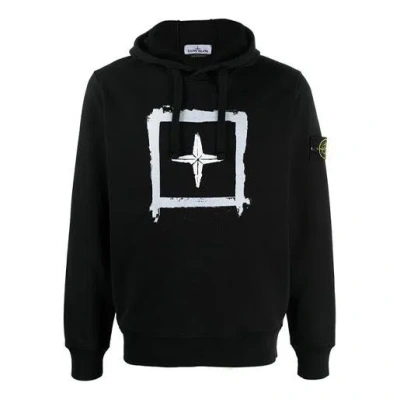 Stone Island Box Print Pullover Hoodie 'black'