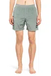 Stone Island Fern Green Shorts With Logo In Grey
