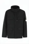 Stone Island Boxy Black Padded Jacket With High Collar And Distinctive Patch In Black