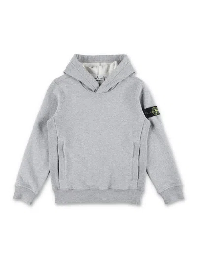 Stone Island Boys' 100% Cotton Fall & Winter Sweatshirt In Gray