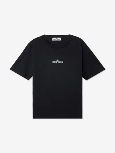 Stone Island Babies'  Boys Brush Fade Camo Compass Print T-shirt In Black