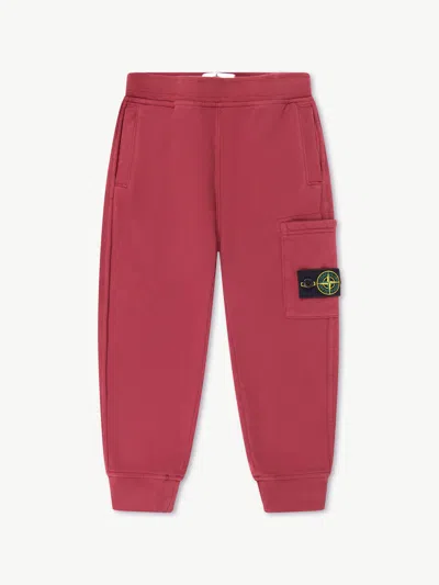 Stone Island Babies'  Boys Brushed Cotton Fleece Joggers In Pink