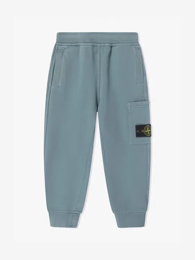 Stone Island Babies'  Boys Brushed Cotton Fleece Joggers In Blue
