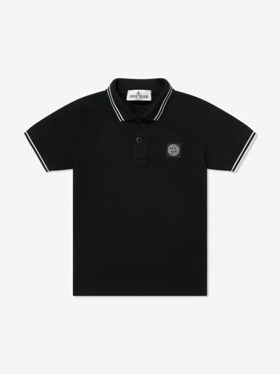 Stone Island Kids' Boys Compass Logo Polo Shirt In Black
