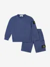 Stone Island Boys Compass Logo Short Set In Blue