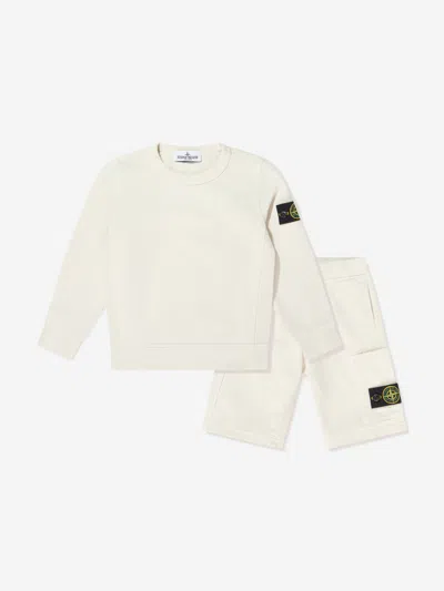 Stone Island Babies'  Boys Compass Logo Short Set In White