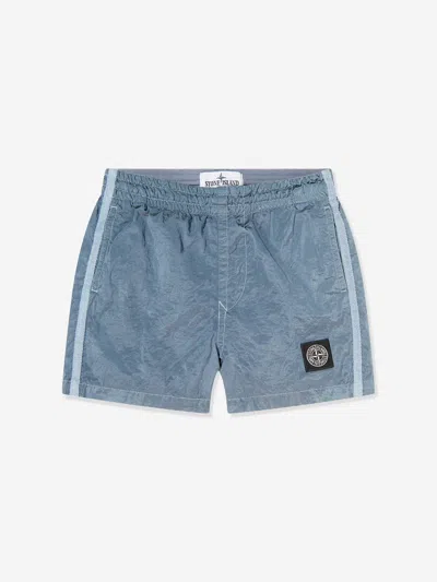 Stone Island Kids'  Boys Compass Logo Swim Shorts In Blue