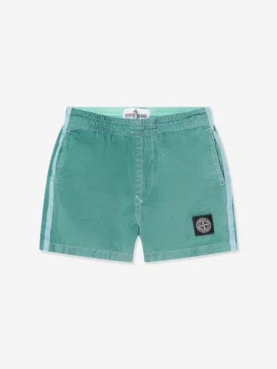 Stone Island Kids'  Junior Compass Logo Swim Shorts In Green