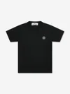 Stone Island Boys Compass Logo T-shirt In Black