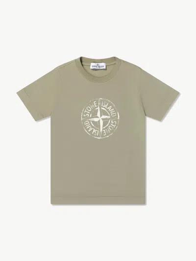 Stone Island Babies'  Boys Cotton Compass Print T-shirt In Green