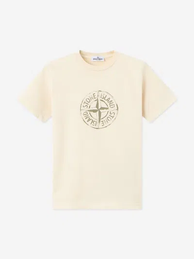 Stone Island Babies'  Boys Cotton Compass Print T-shirt In Neutral