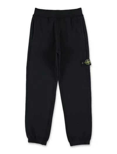 Stone Island Boys' Cotton Fleece Jogger Pants In Black