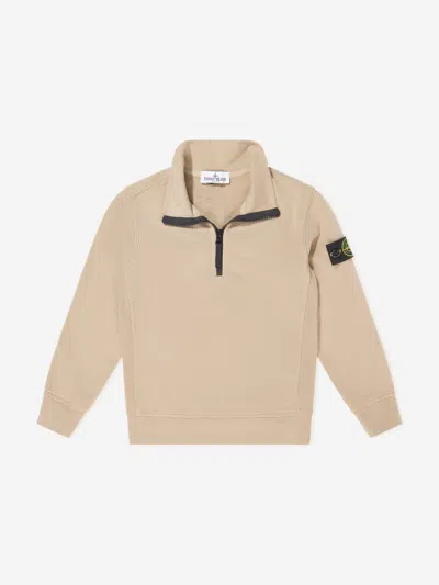 Stone Island Kids'  Boys Half Zip Sweatshirt In Neutral
