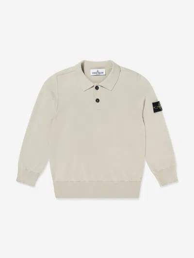 Stone Island Kids'  Boys Knitted Long Sleeve Polo Shirt In Brown