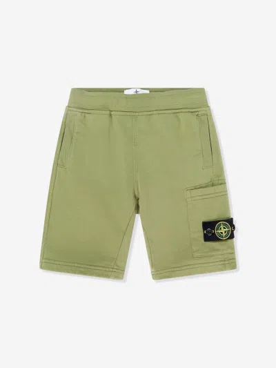 Stone Island Kids'  Boys Logo Pocket Shorts In Green