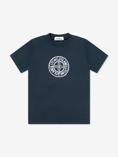 Stone Island Babies'  Boys Logo T-shirt In Blue