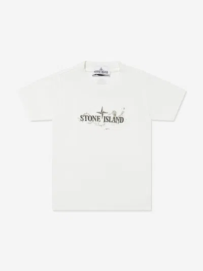 Stone Island Babies' Boys Logo T-shirt In White