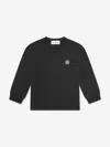 Stone Island Boys Long Sleeve Logo T-shirt In Black