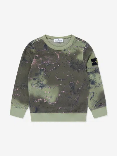 Stone Island Kids'  Boys Marbled Sweatshirt In Green