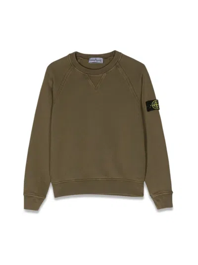 Stone Island Boys Mini Crewneck Sweatshirt In Brown