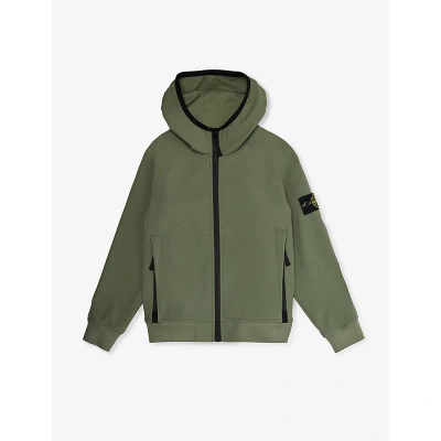 Stone Island Boys Musk Kids Detachable-brand Patch Hooded Stretch-woven Jacket 6-14 Years