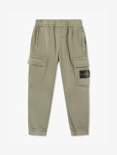 Stone Island Babies'  Boys Organic Cotton Stretch Cargo Trousers In Green