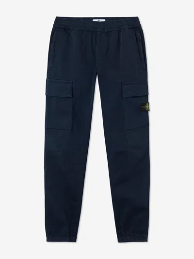 Stone Island Babies'  Boys Organic Cotton Stretch Cargo Trousers In Black