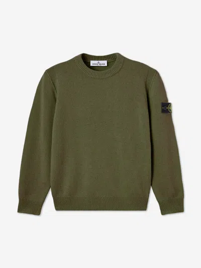 Stone Island Babies'  Boys Wool And Cashmere Jumper In Green