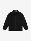 Stone Island Boys Zip Up Pocket Overshirt In Black